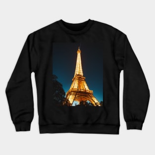 Eiffel Tower lit up at night in Paris France beautiful picture of The Iron Lady in lights Crewneck Sweatshirt